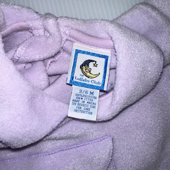 The Lullaby Club Baby Girl Jumpsuit 3/6M Purple Vintage style Bear Lavender Warm - Picture 3 of 8